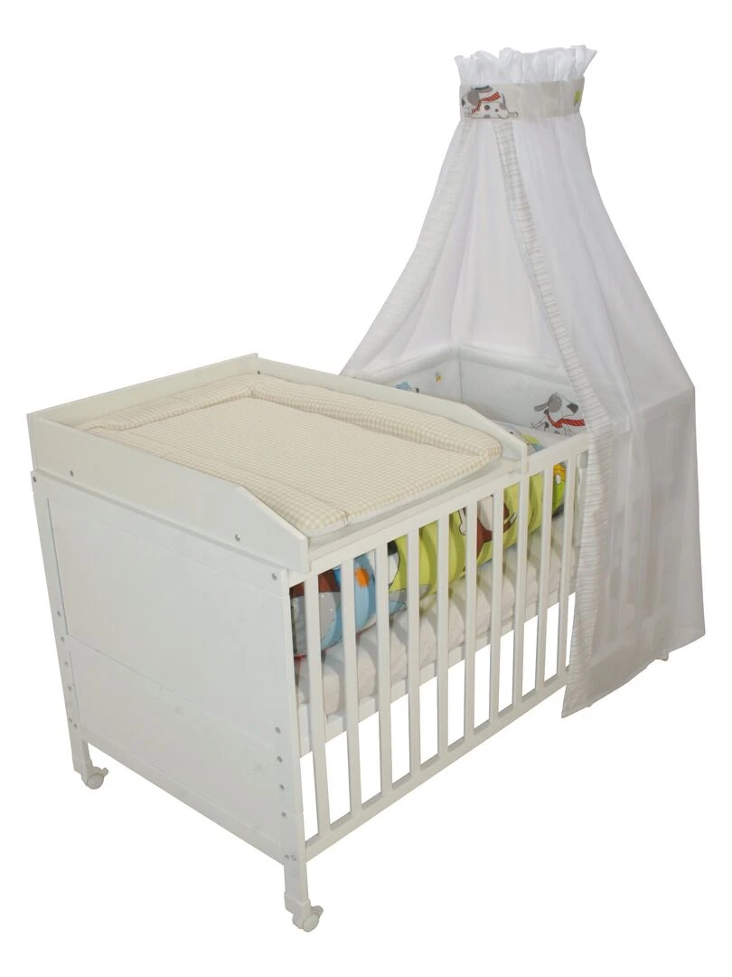 ROBA Plan À Langer + Matelas "Vichy Beige"   À Mettre Sur Le Dessus Des Lits De Bébé   Blanc