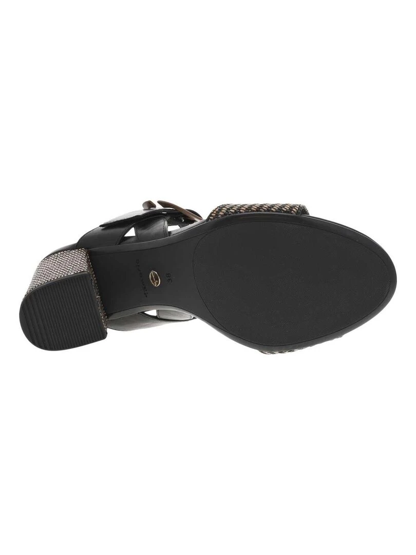 TAMARIS   Nu pieds cuir talon décroché haut   Noir
