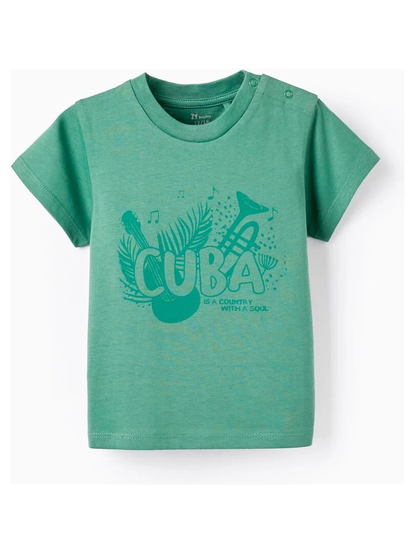 T Shirt De Coton Pour Bébé Garçon 'Cuba' manches courtes Vert foncé