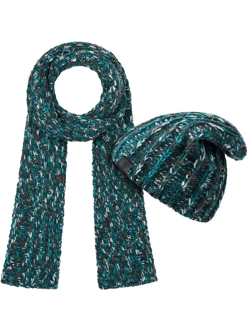 Ensemble Echarpe Bonnet Celti Made in UE Bleu pétrole