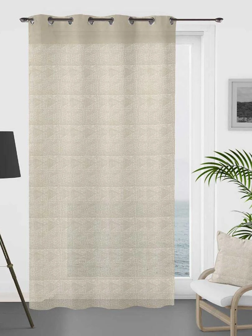 Voilage à motifs graphiques en 100% coton Taupe