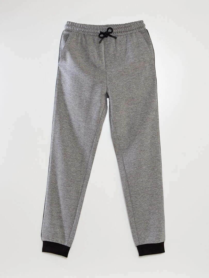 Pantalon jogging en interlock avec biais contrasté Gris