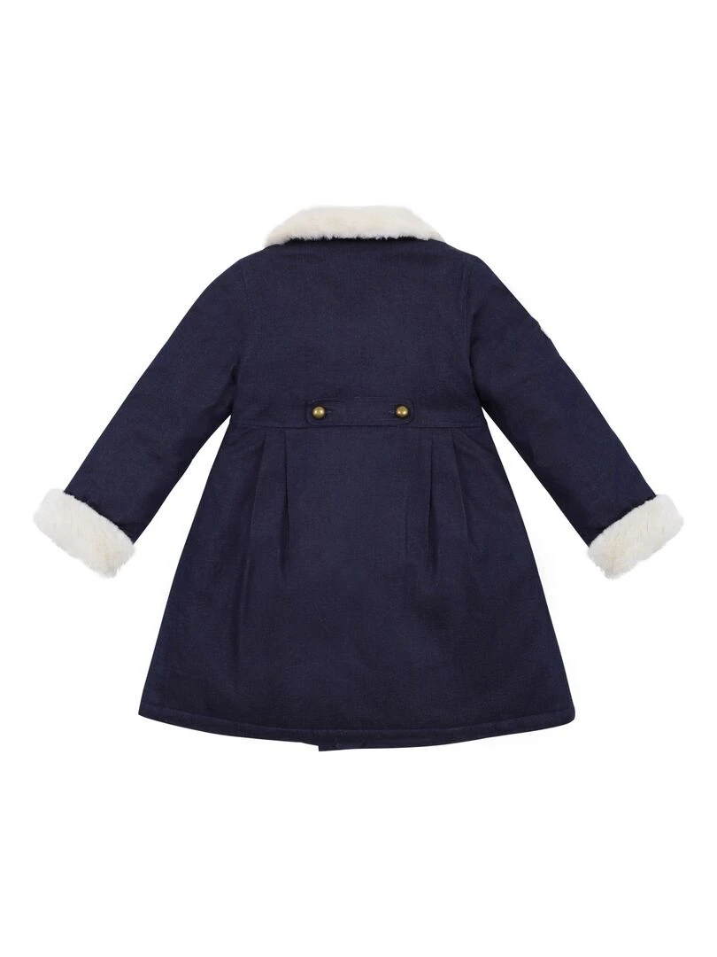 Manteau Bleu Marine en Jeans Fille  Col Fausse Fourrure  ANOUSHKA   'LA FAUTE A VOLTAIRE'   Bleu marine