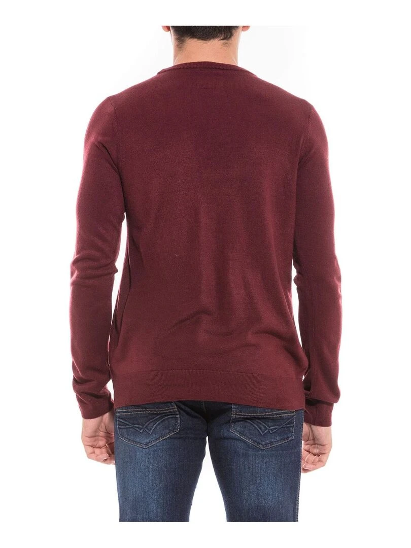 Pull col rond effet cachemire LANNIS Bordeaux