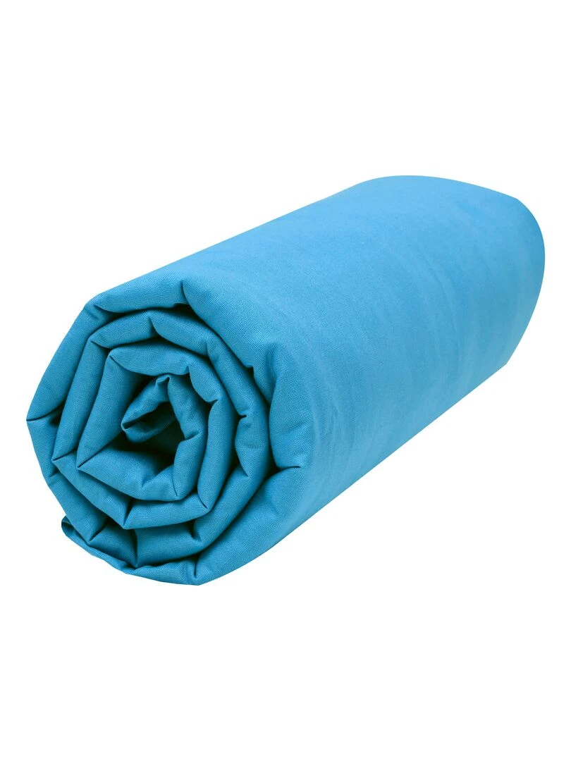 Drap dousse lit bébé 60x120 cm 100% coton Bio 'P'tit Basile' Bleu canard