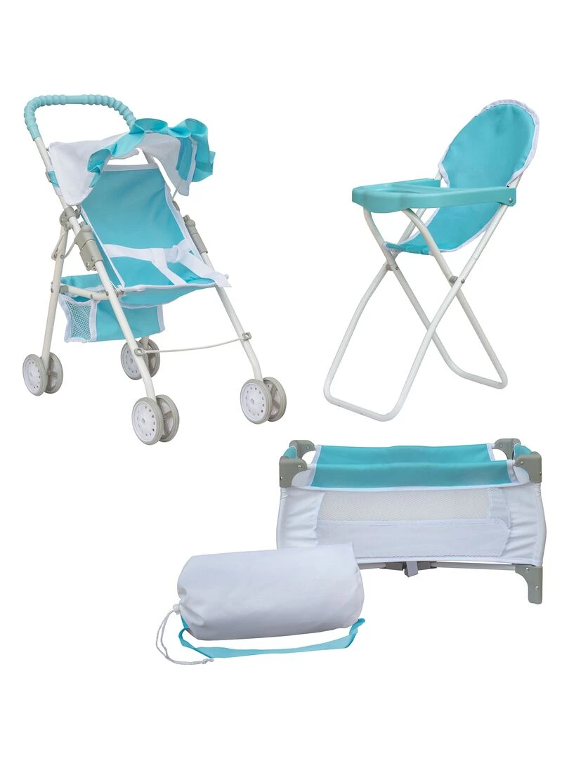 Olivia's Little World Poussette De Poupée 3 En 1 Chaise Haute Pour Poupée Et Lit Bébé OL 00013 N/A
