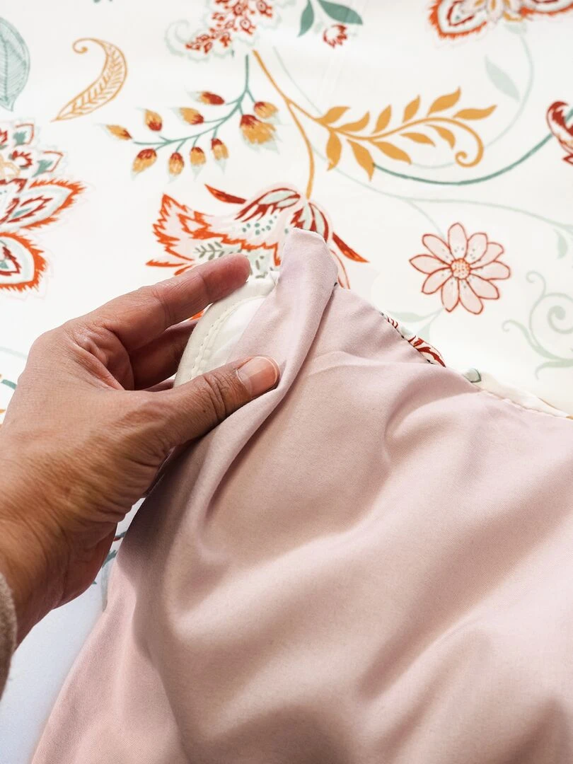 Parure de lit fleurie   2 personnes   Rose