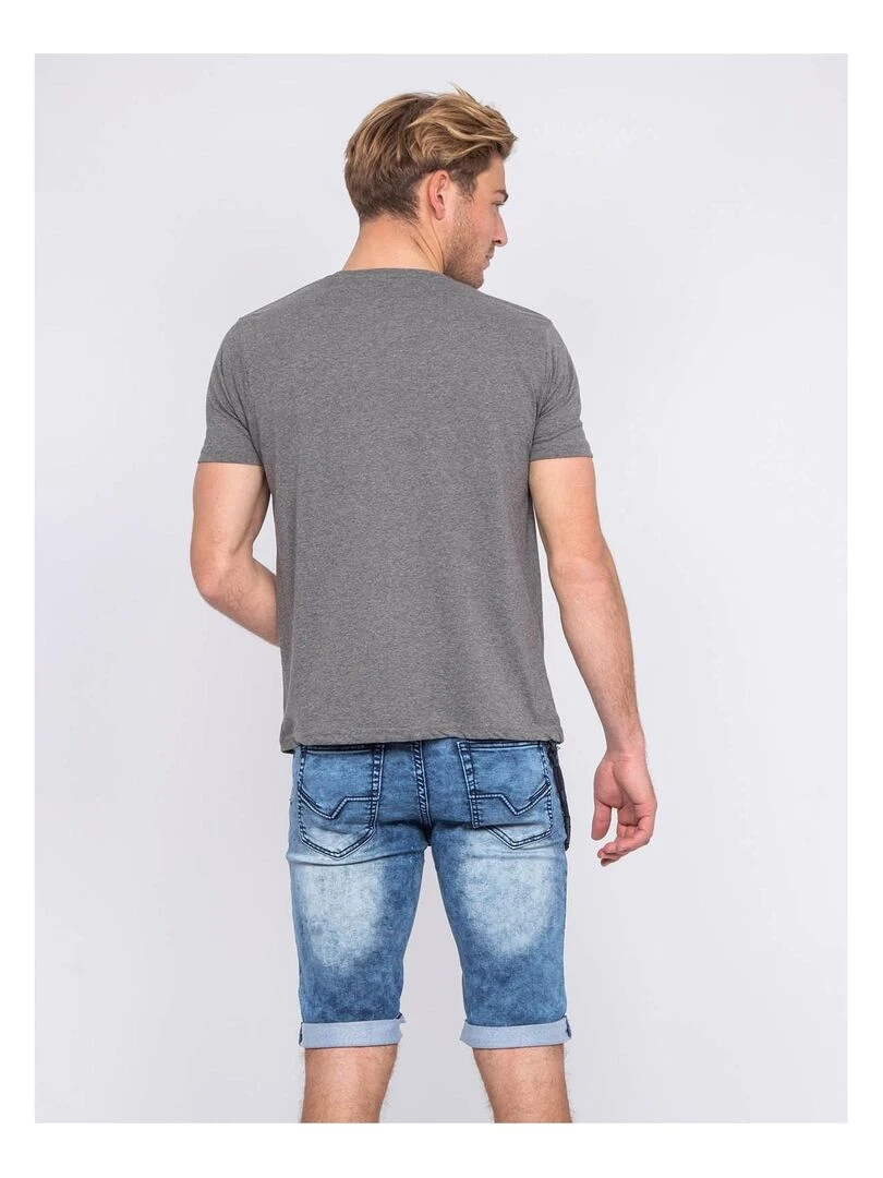 T shirt col rond pur coton organique NAMANGA   Gris foncé