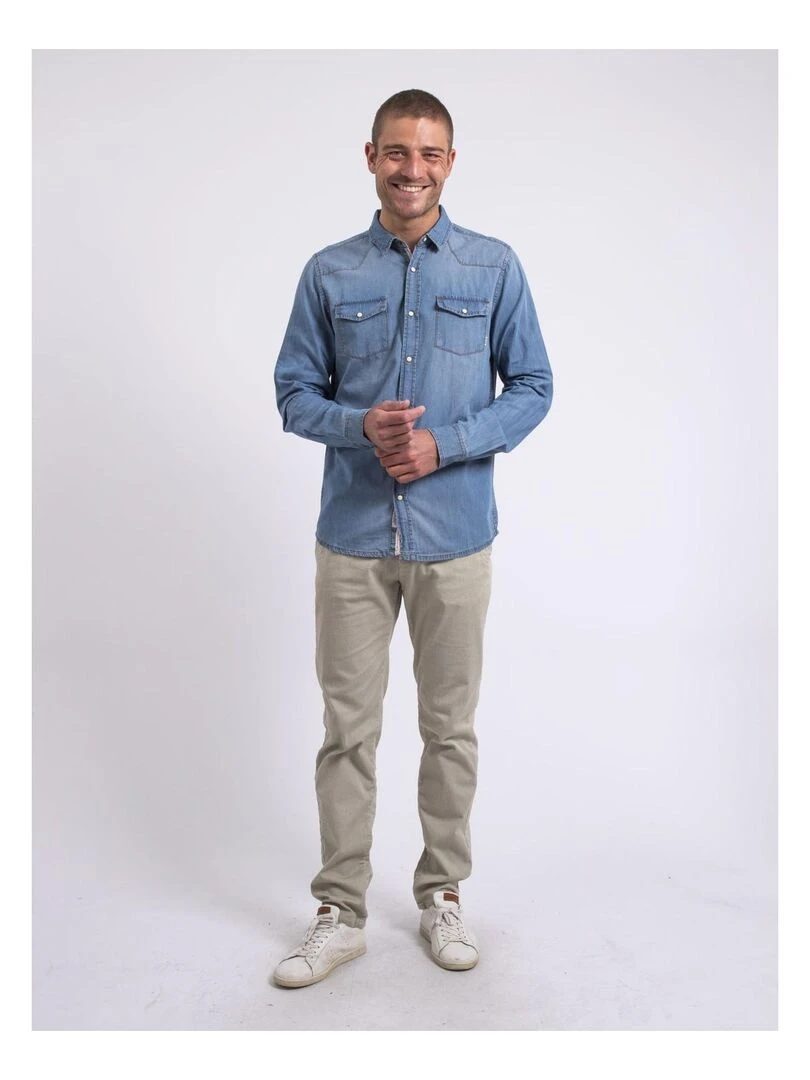 Chemise manches longues effet denim DERKO   Bleu