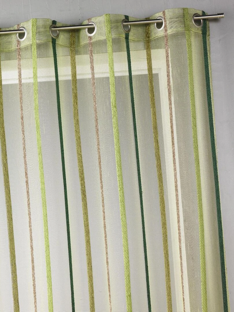 Voilage fantaisie à rayures verticales Vert tilleul
