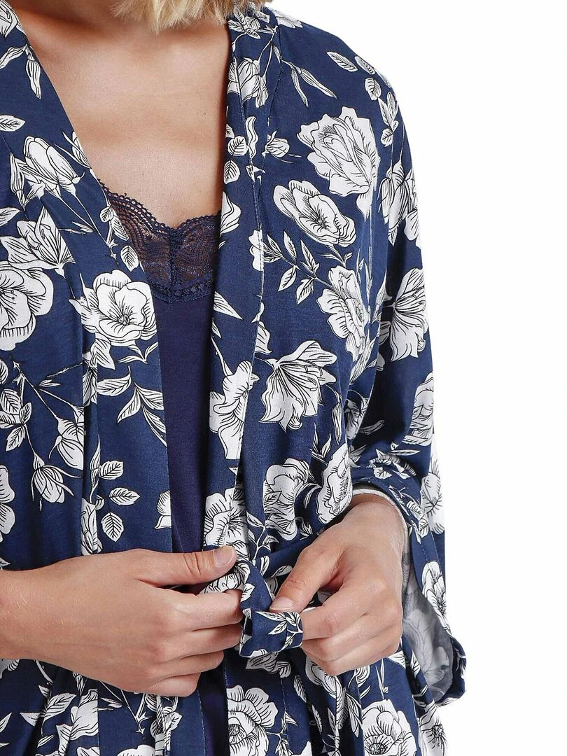 Déshabillé Navy Flowers   Bleu marine