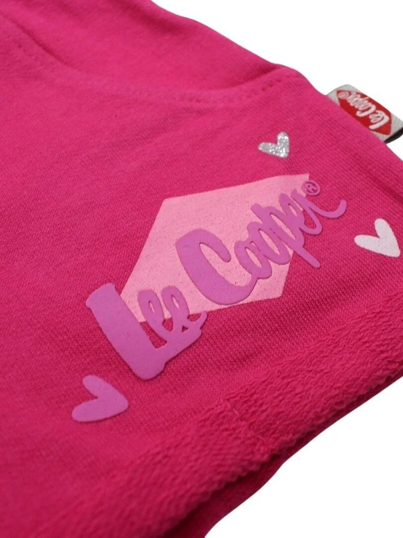 Lee Cooper   Short fille imprimé logo en coton   Rose fushia