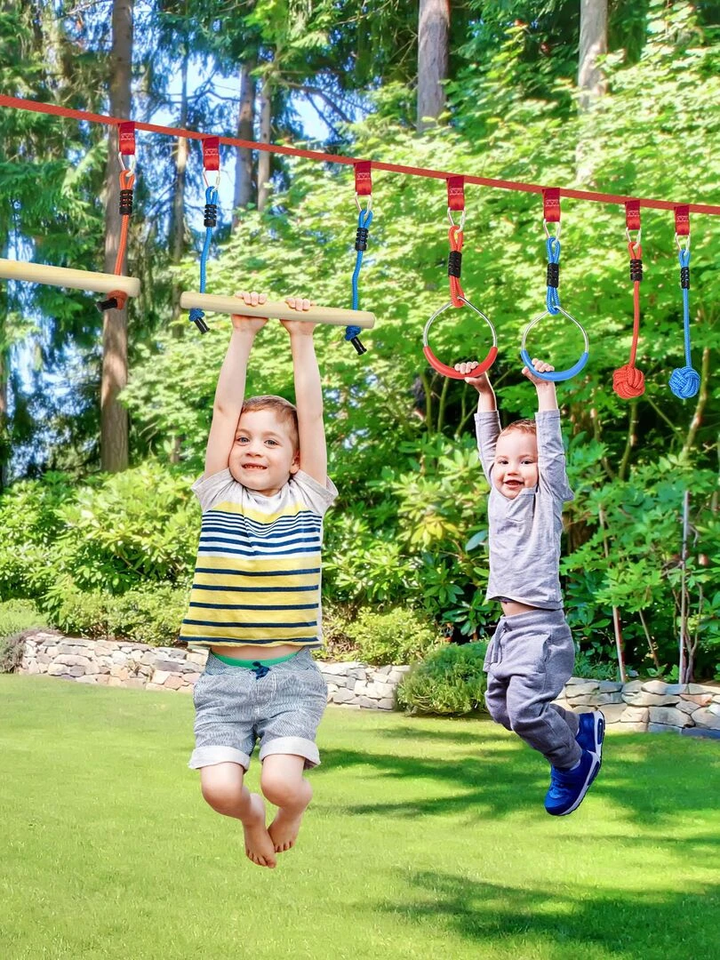 Parcours d'obstacles ninja enfant 10 m   30 accessoires   Rouge