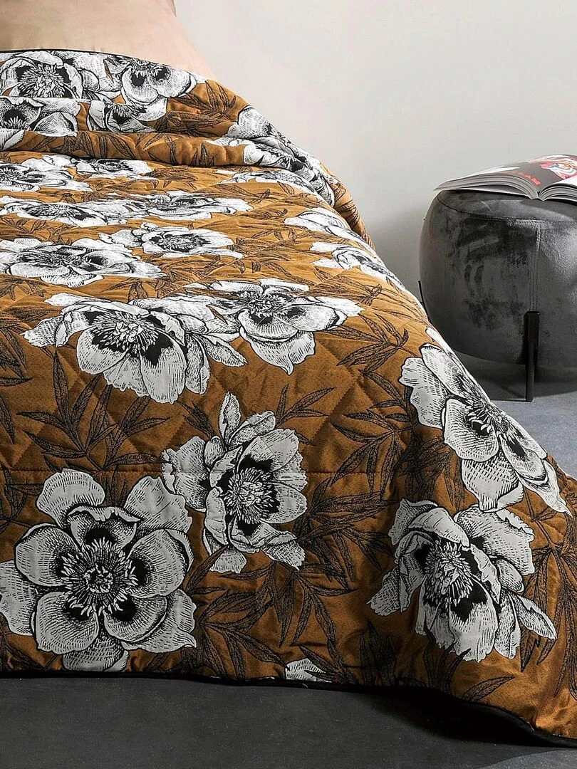 Jeté de lit aux impressions florales   Jaune moutarde