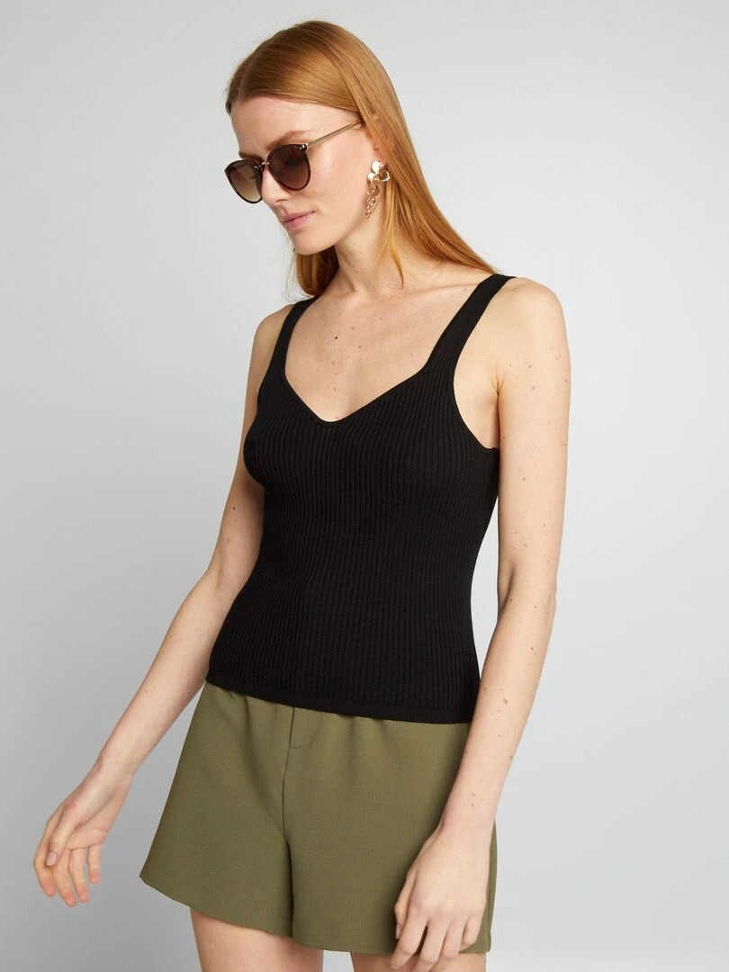 Débardeur en maille côtelée   noir