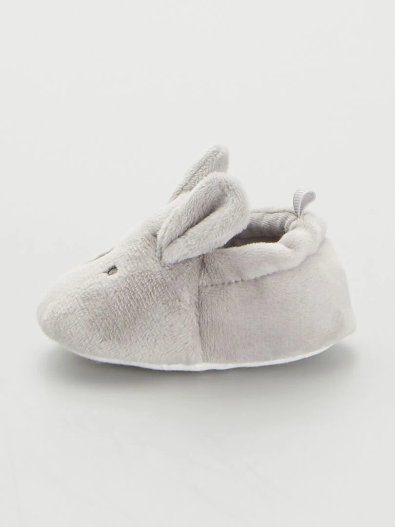 Chaussons bébé en velours   gris