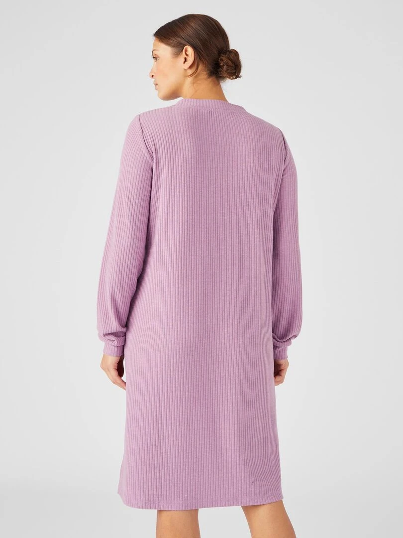 Chemise de nuit maille côtelée Thermolactyl   Damart   Rose parme