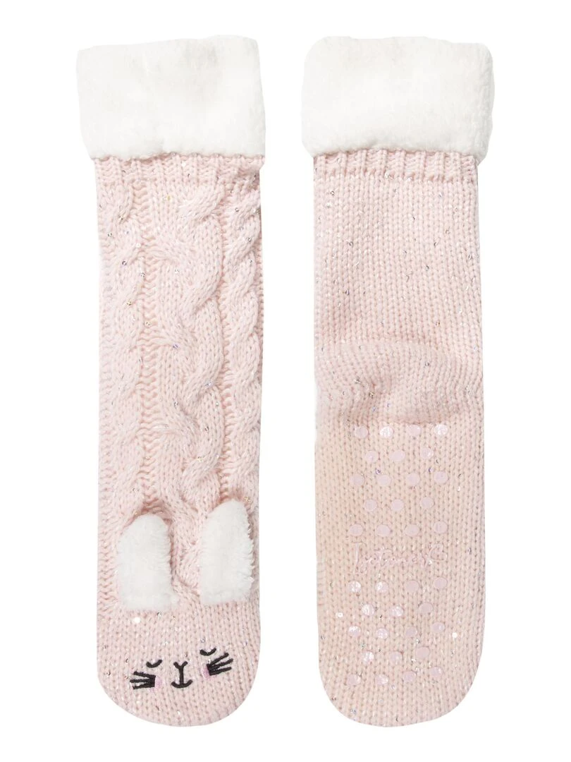 Chaussettes Femme Torsadées Lapin Rose