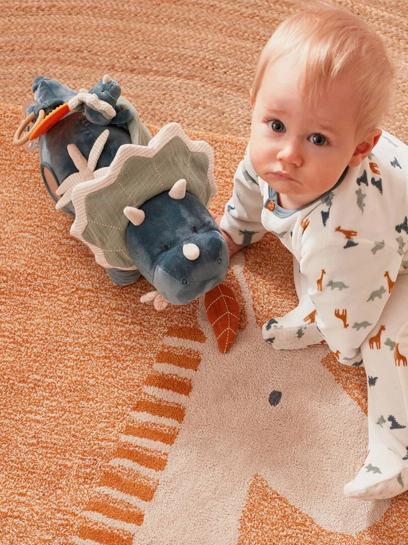 Peluche d'activités Ops en Veloudoux et mousseline de coton BIO    Bleu