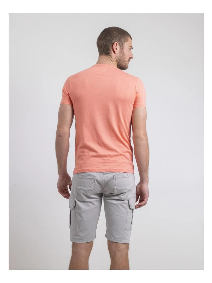 T shirt col rond pur coton NAPAMIEL Orange corail