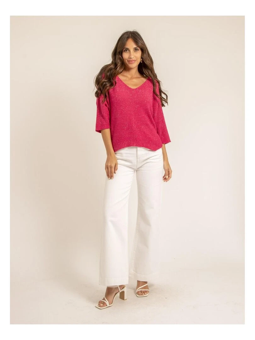 Pull fin paillettes KOLIANE   Rose fushia