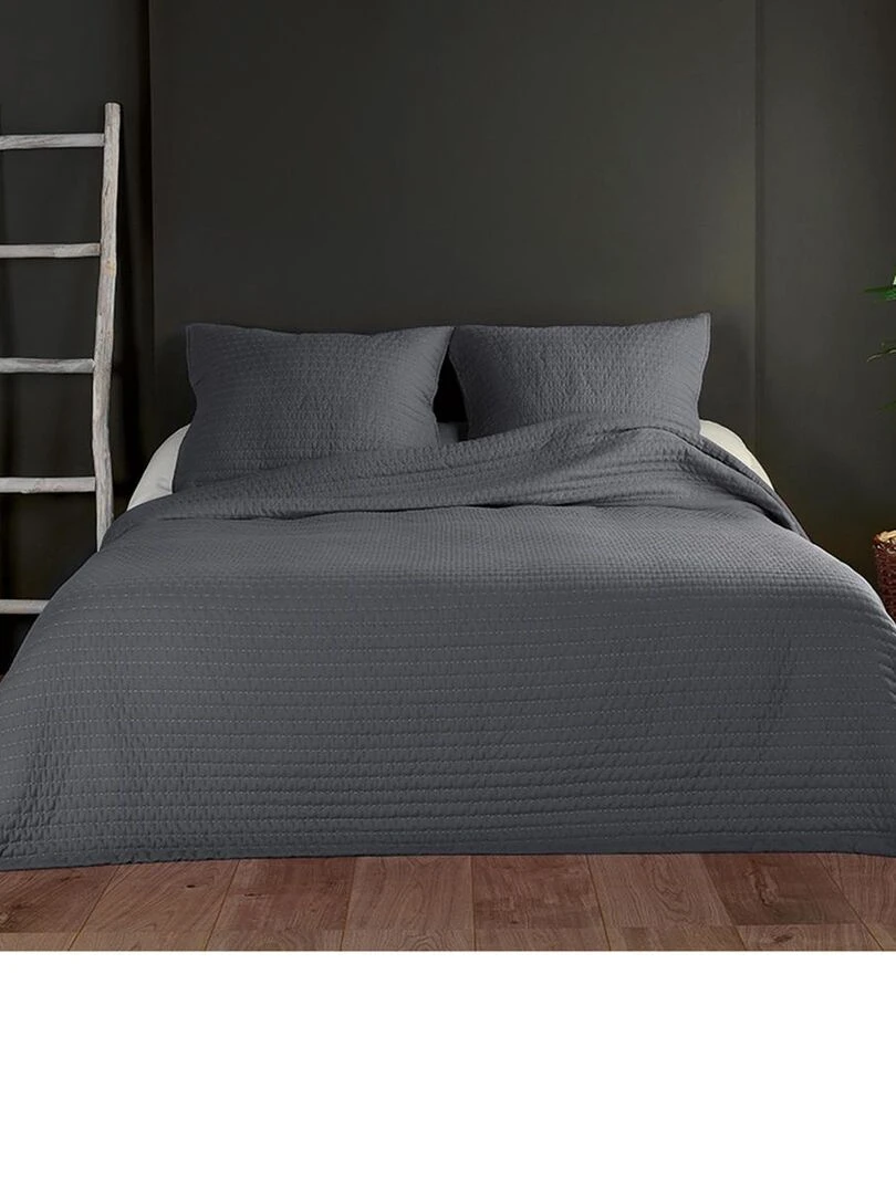 Couvre lit et taie matelassés Gris foncé