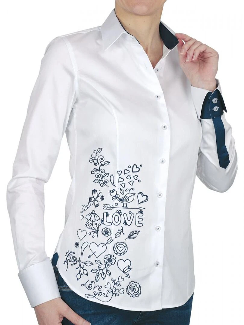 Chemise brodée LOVE   Blanc