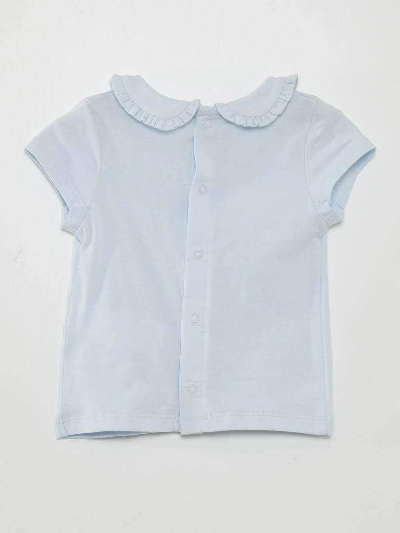 T shirt à col claudine Bleu