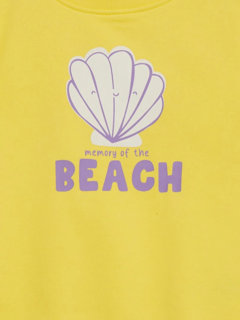 Sweat en molleton imprimé fantaisie Jaune