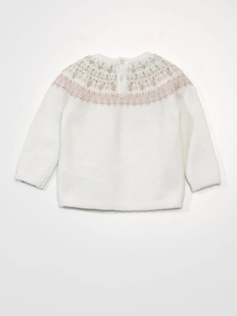 Pull en maille jacquard douce   Blanc