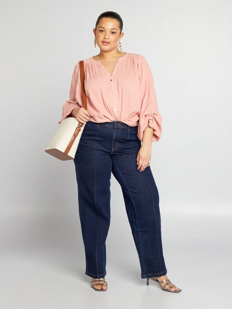 Chemisier en double gaze de coton Rose