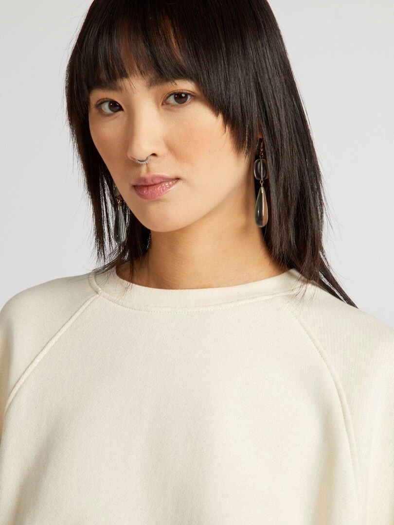 Sweat en molleton à col rond   Blanc