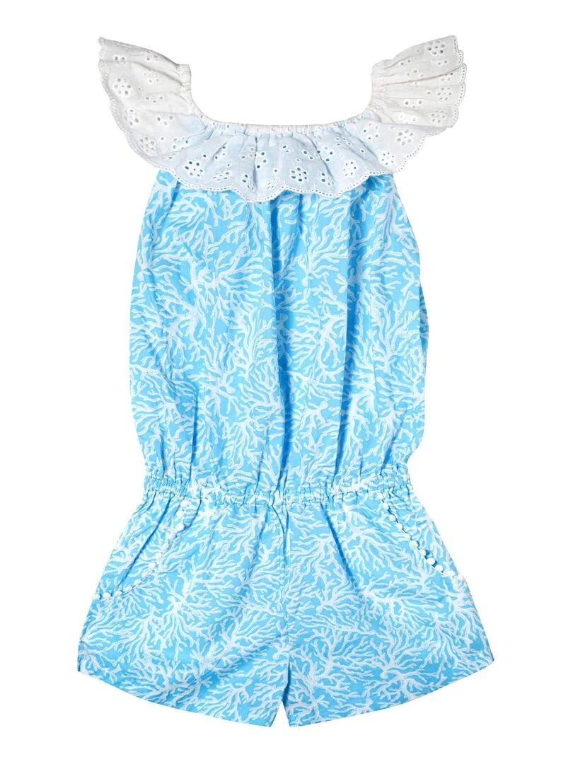 Combi Short Été Fille  Col Élastique  Bleu Turquoise  LOLITA   La Faute à Voltaire   Bleu turquoise