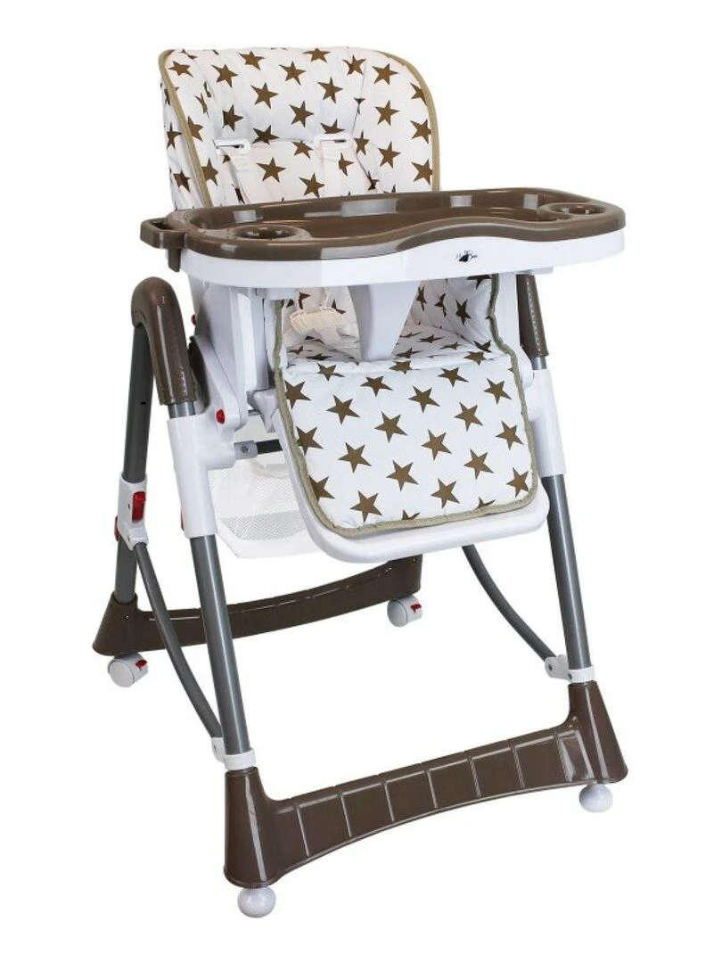 Chaise haute bébé pliable réglable hauteur dossier et tablette Ptite Perle Monsieur Bébé Marron