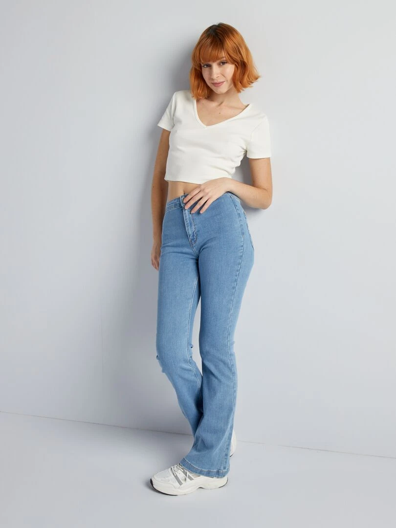 Jean stretch flare/bootcut à taille haute Bleu