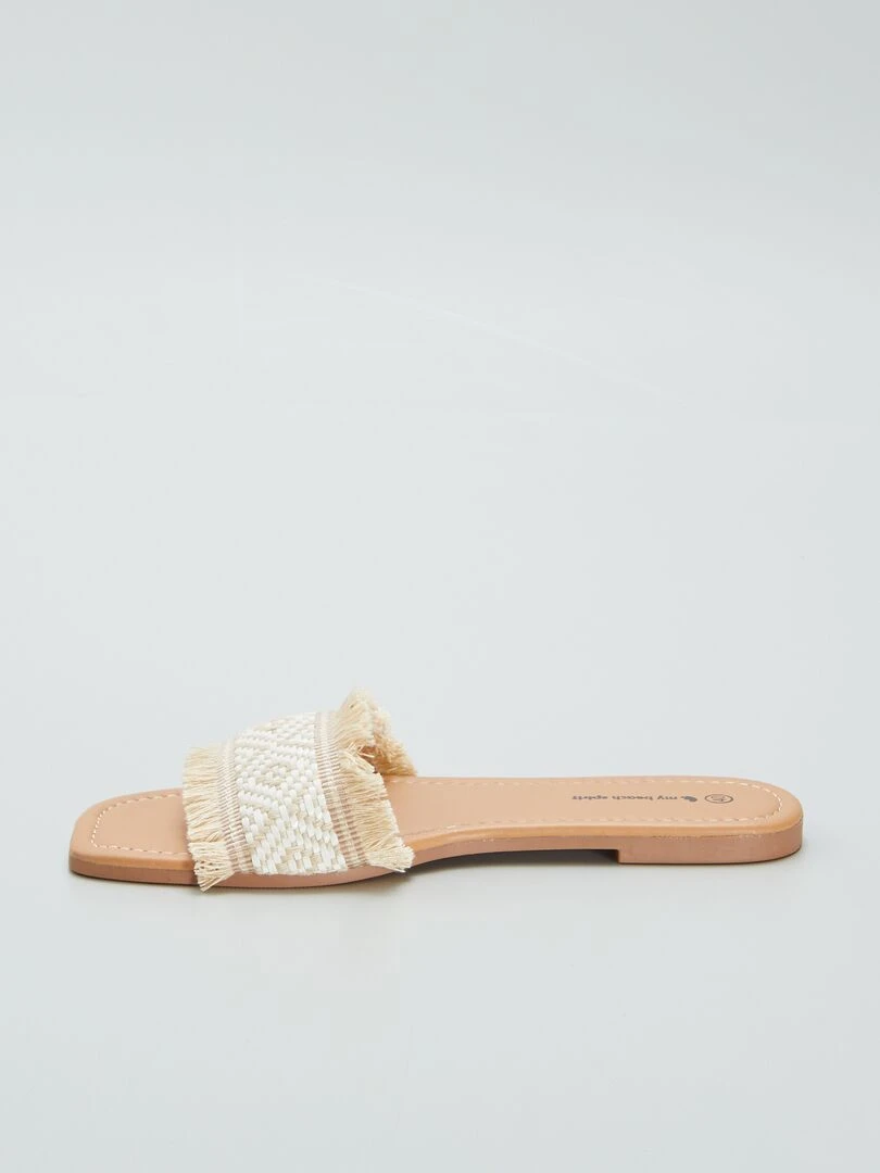 Mules à franges   Beige