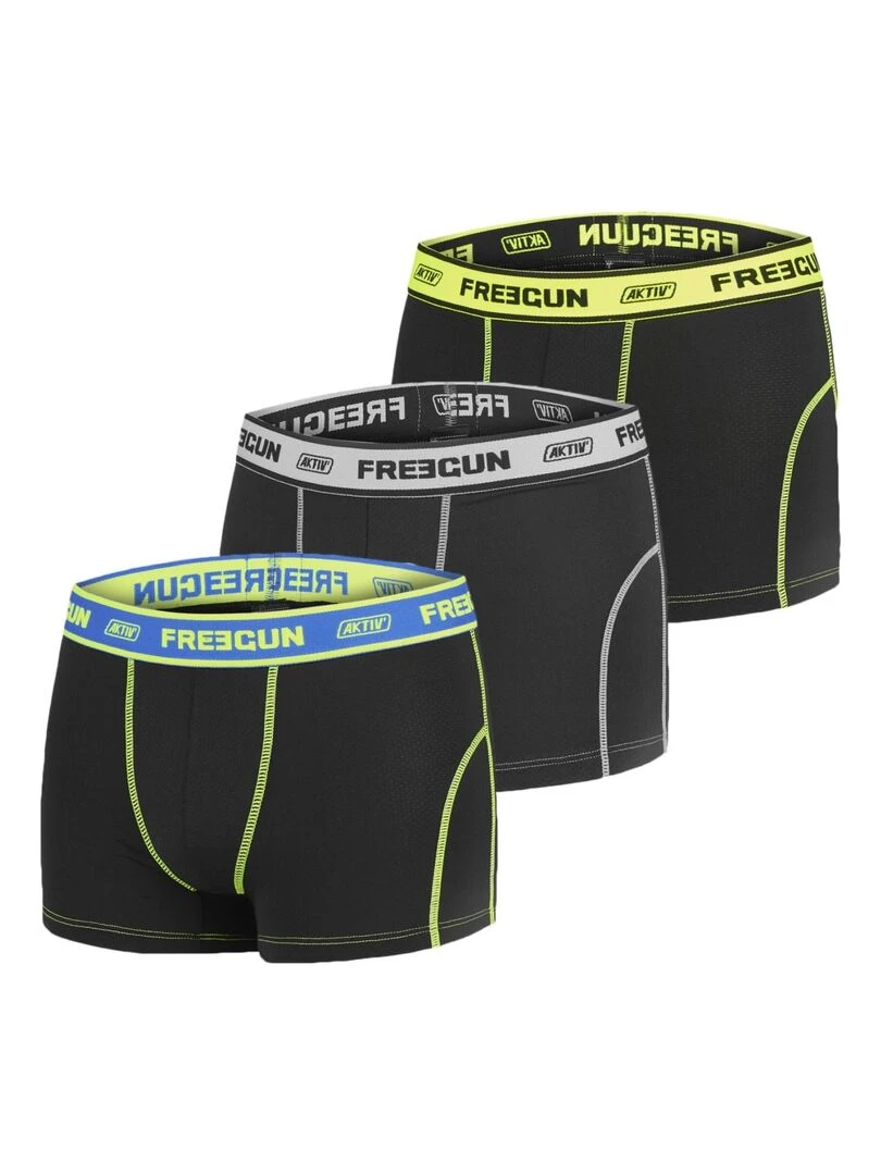 Lot de 3 Boxers Garçon Uni Aktv Sport Freegun Noir
