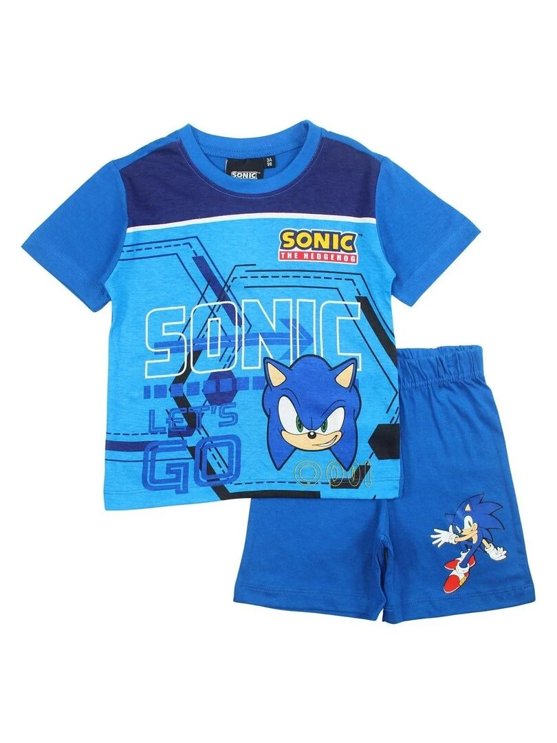 Sonic Ensemble T shirt short garçon Imprimé Sonic Bleu marine