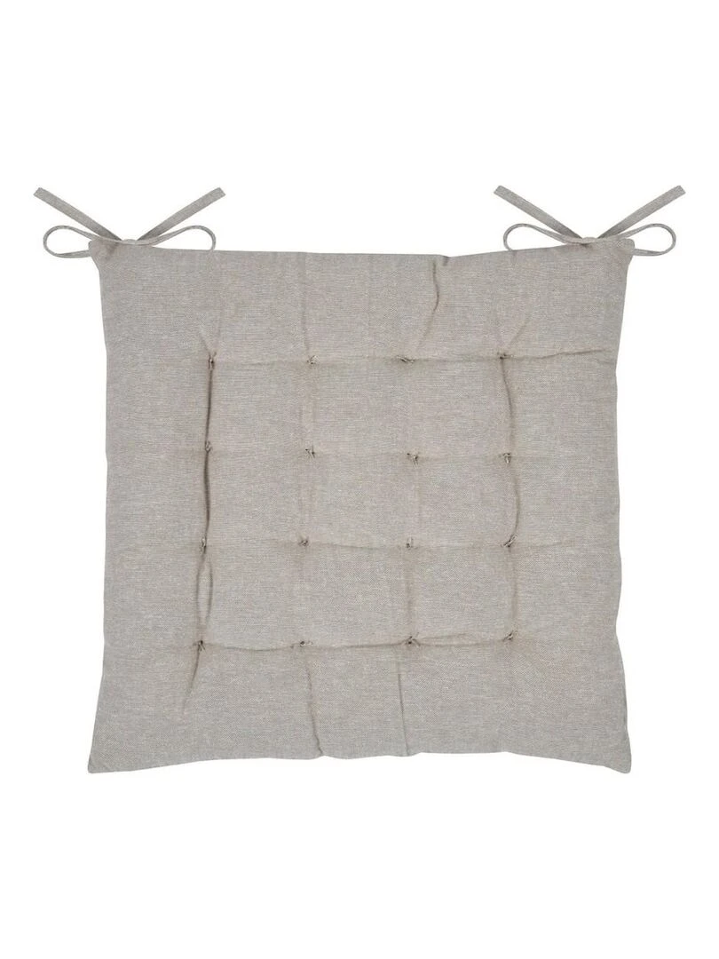 Lot de 4 galettes de chaise 16 points 38x38 Butine écru coton   Ecru