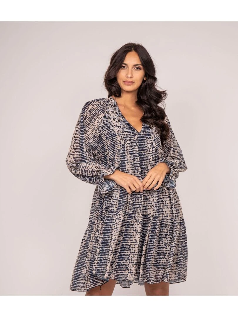 Robe courte motifs ITZEL Bleu