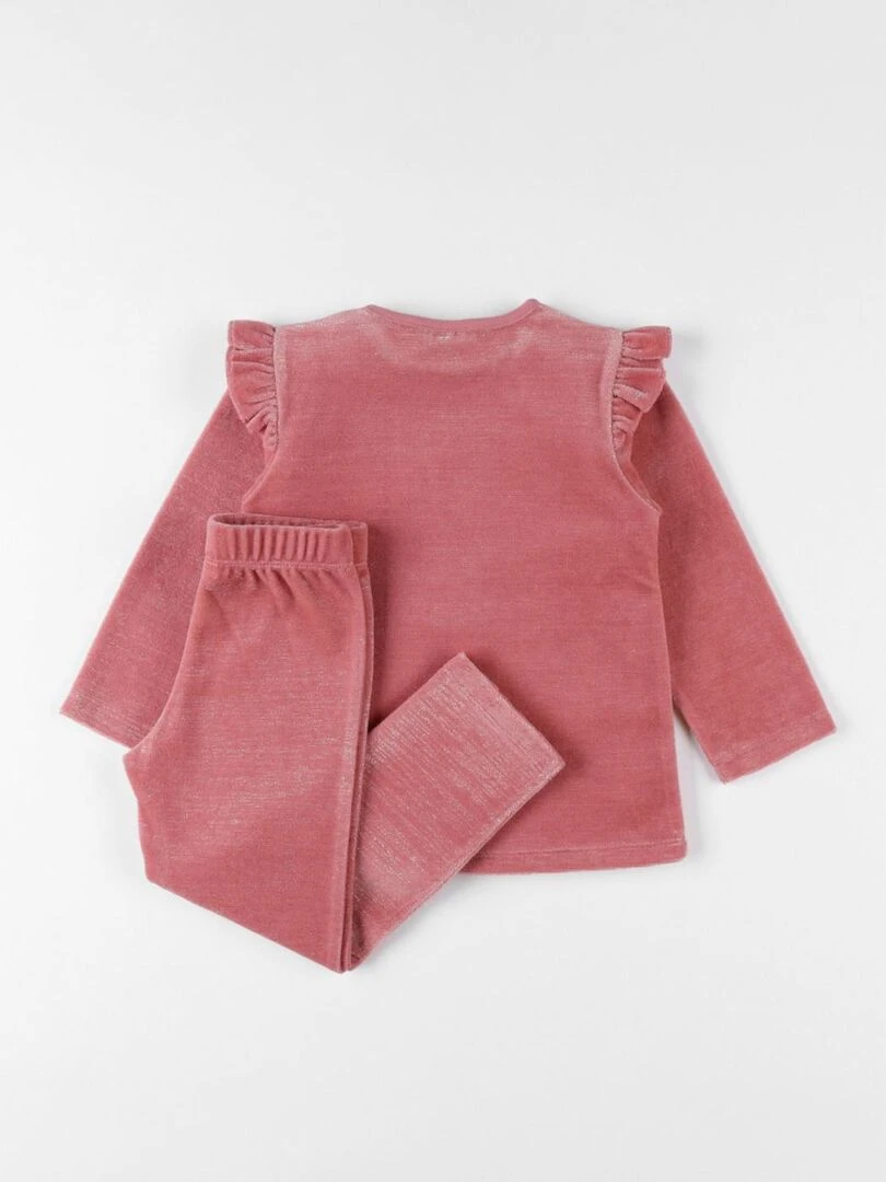 Pyjama 2 pièces lapin en velours    Noukie's   Rose