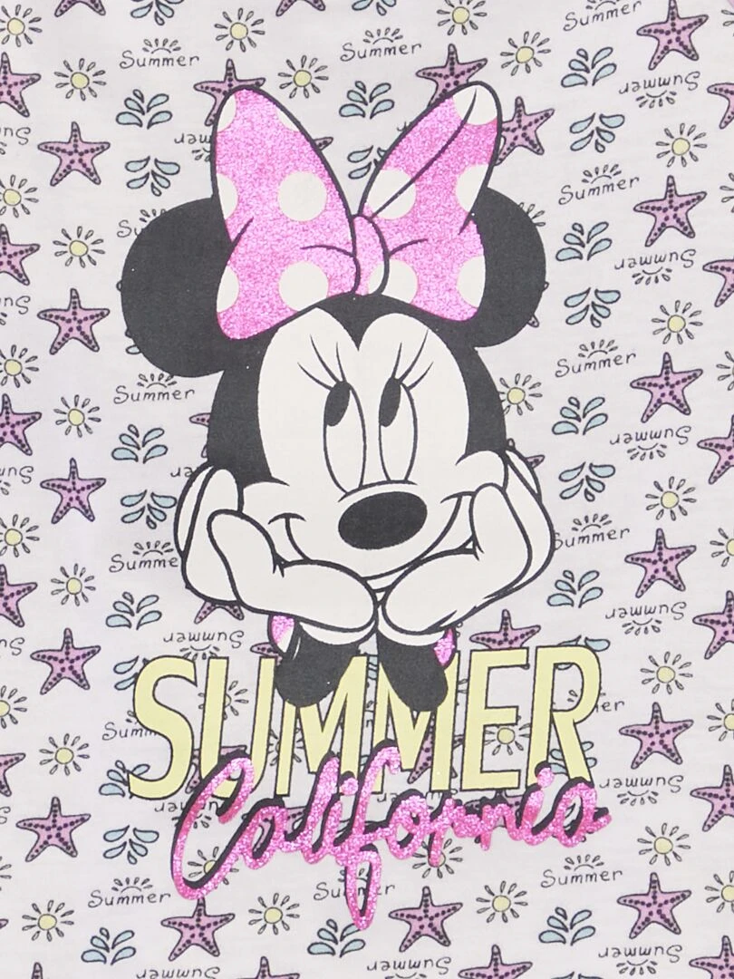 Pyjama débardeur + short 'Minnie' 'Disney' 2 pièces Blanc/rose