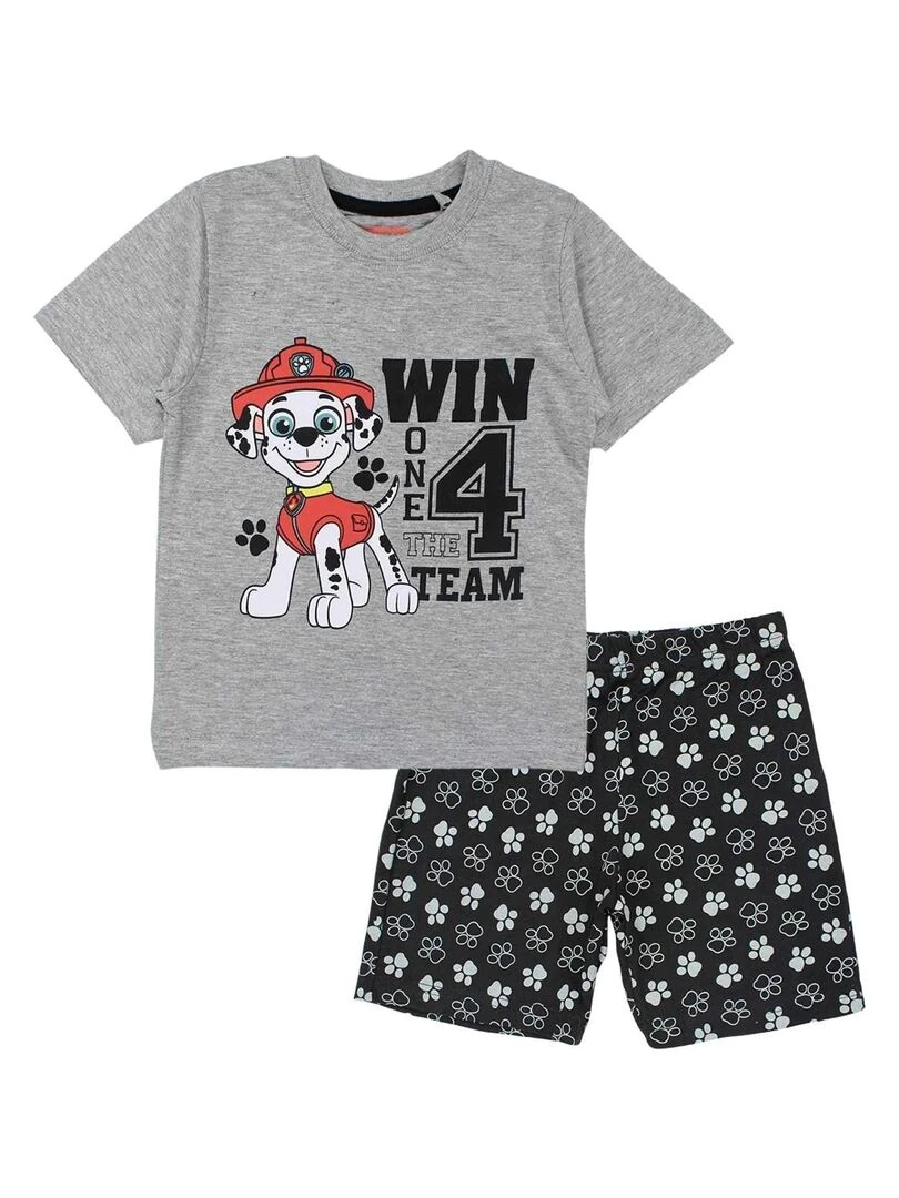 Paw Patrol Ensemble T shirt short garçon Imprimé La Pat' Patrouille Gris