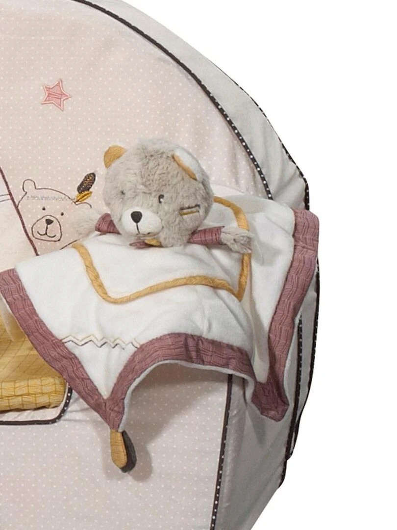 Doudou mouchoir Ours en velours beige   SAUTHON   Beige