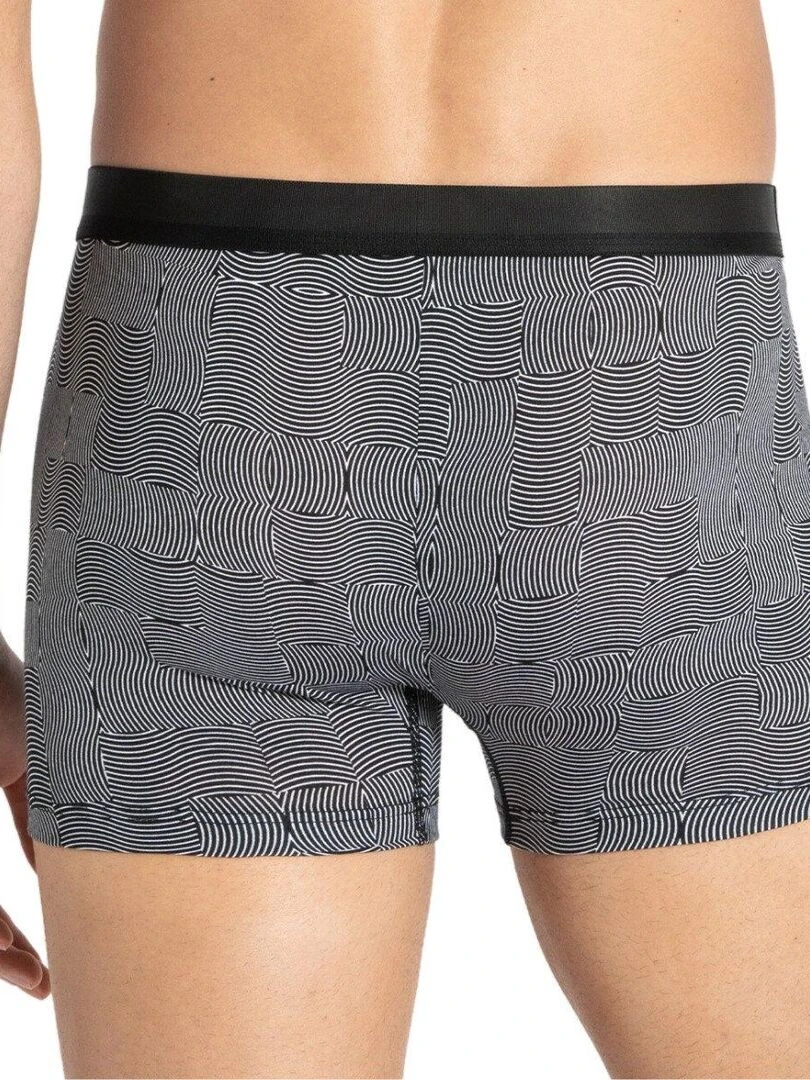 Boxer à imprimé lignes abstraites en lyocell Kata Noir
