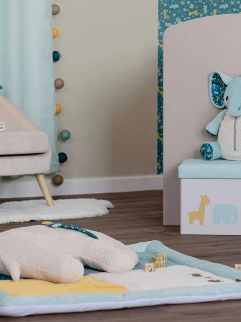Coffre à jouets en tissu et pouf en tissu Zanimo   Bleu