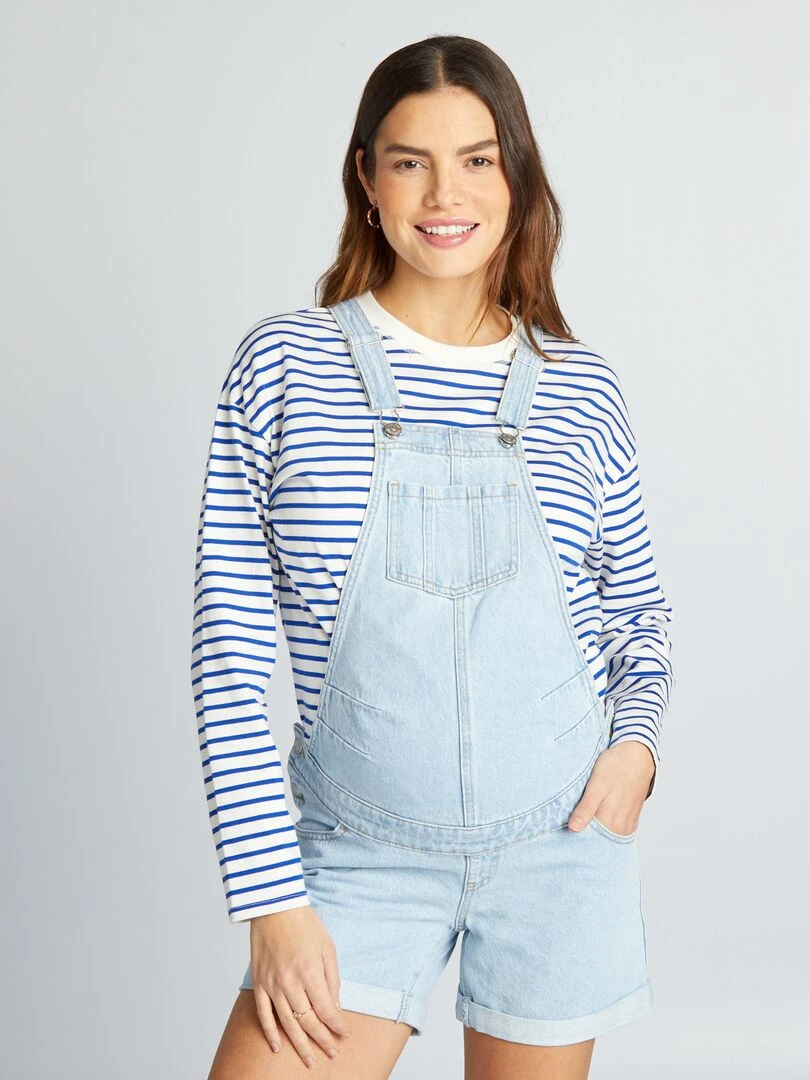 Salopette short grossesse en denim Triple stone