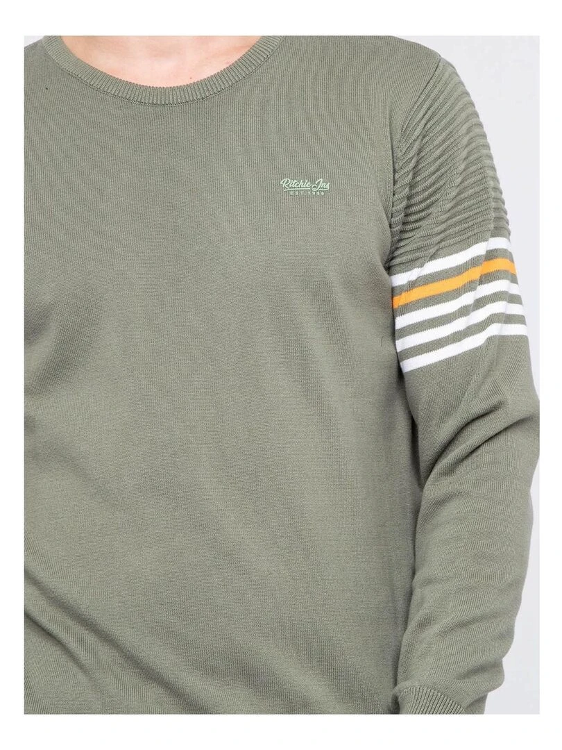 Pull fin col rond coton ALTO   Kaki