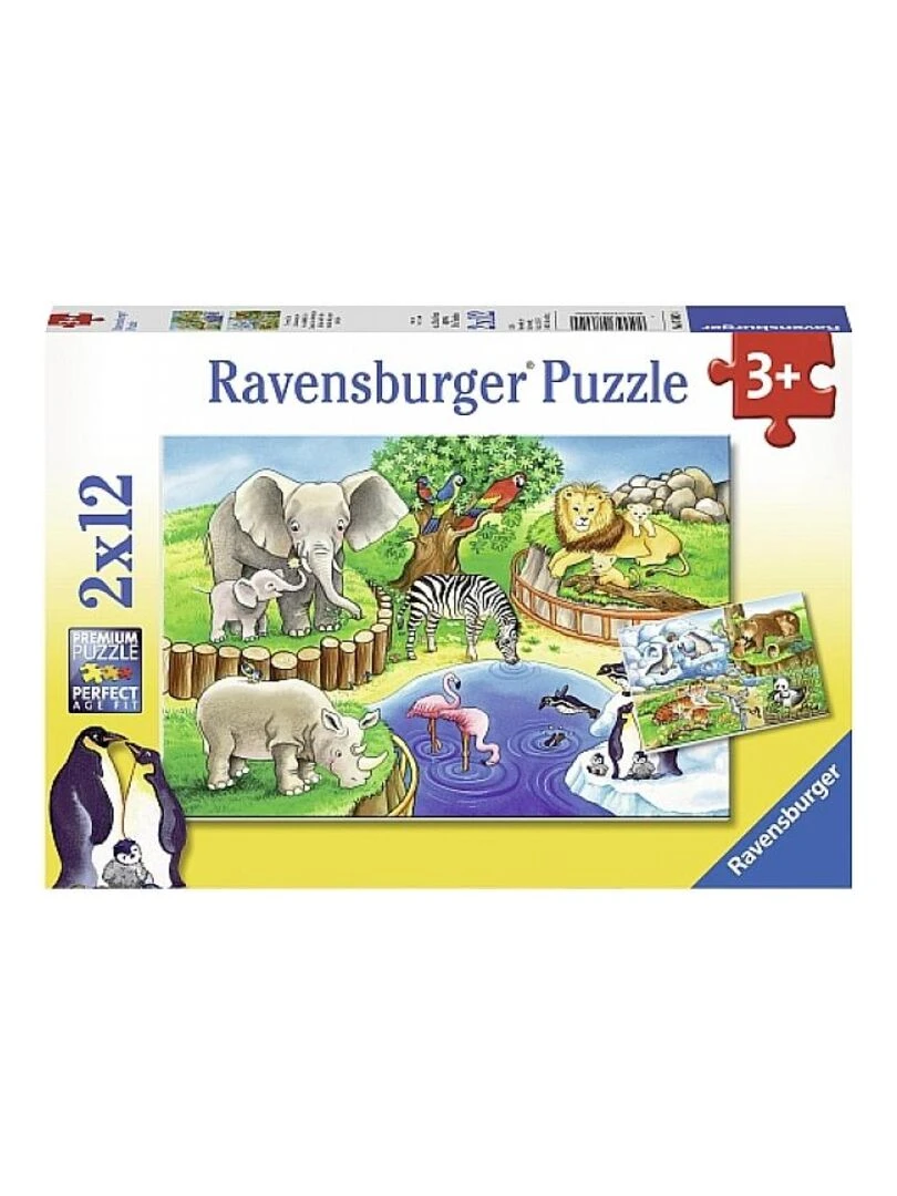 Puzzle 2x12 pieces les animaux du zoo N/A