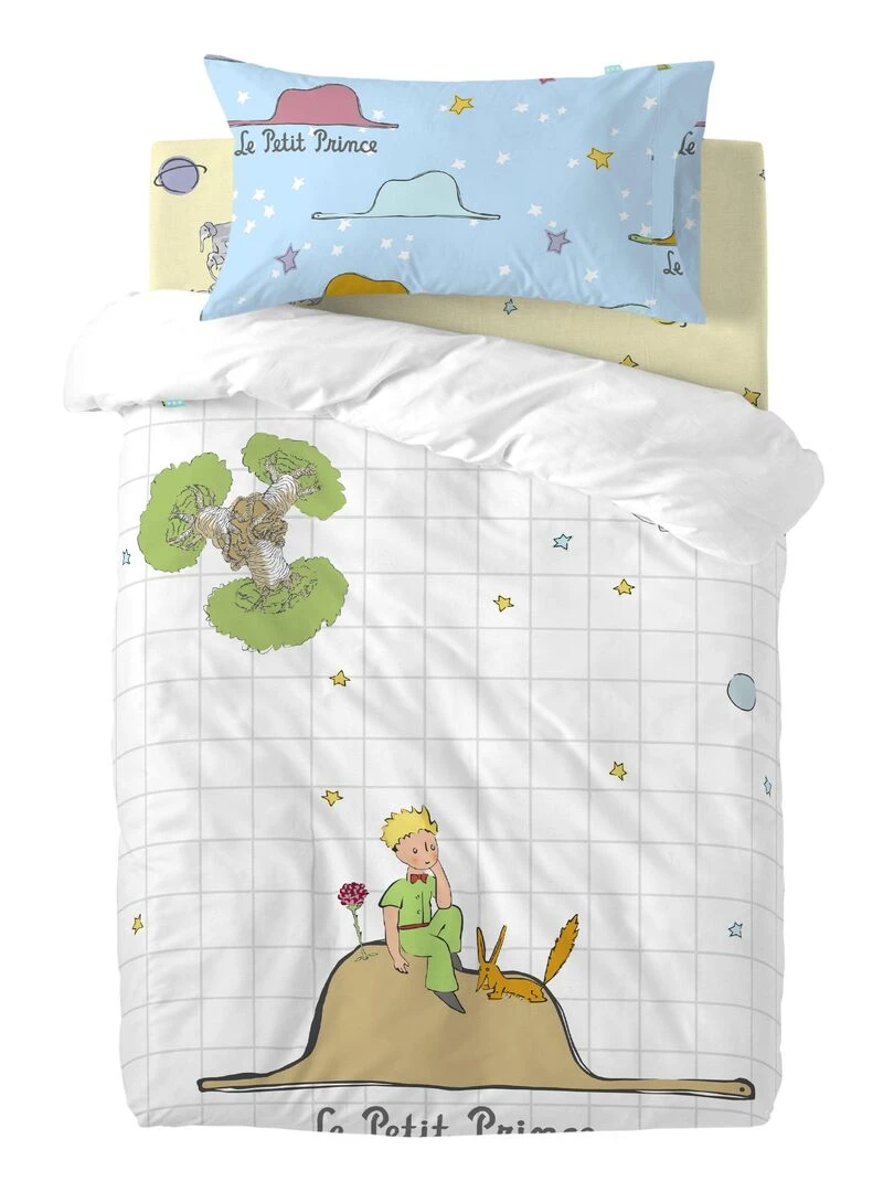 Parure housse de couette 2 pièces Imagination "Happyfriday"   Blanc